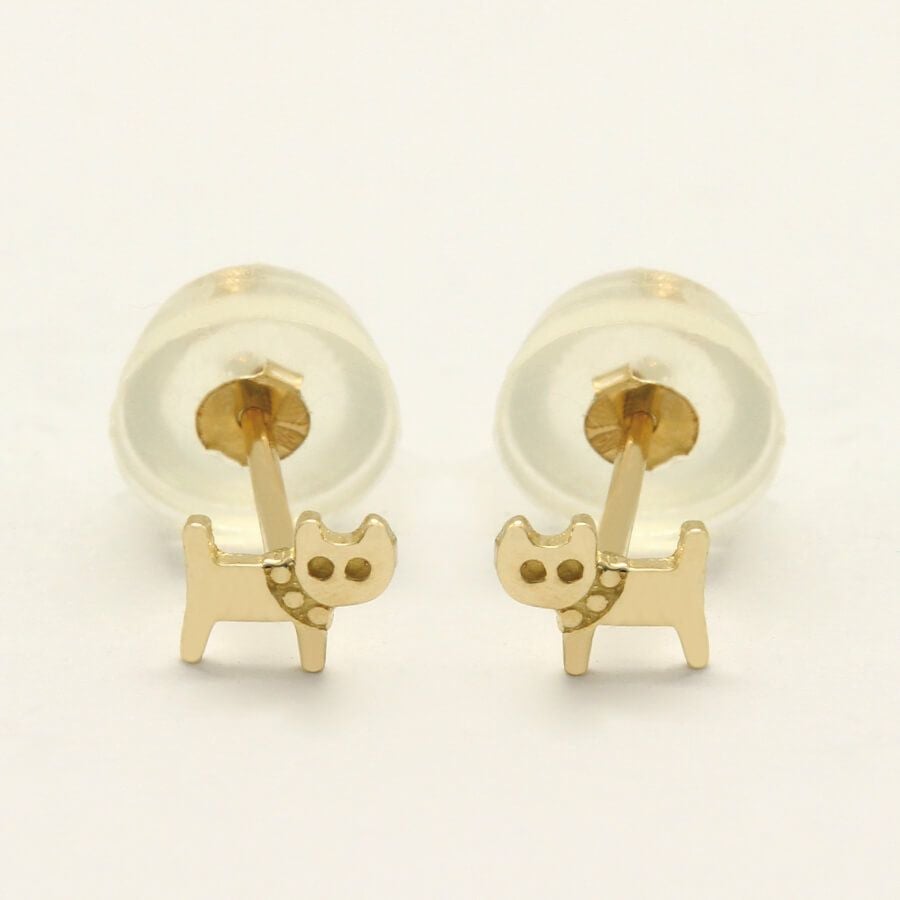 ぷちキャット 全身猫 ピアス K10 イエローゴールド | Cattonオンライン