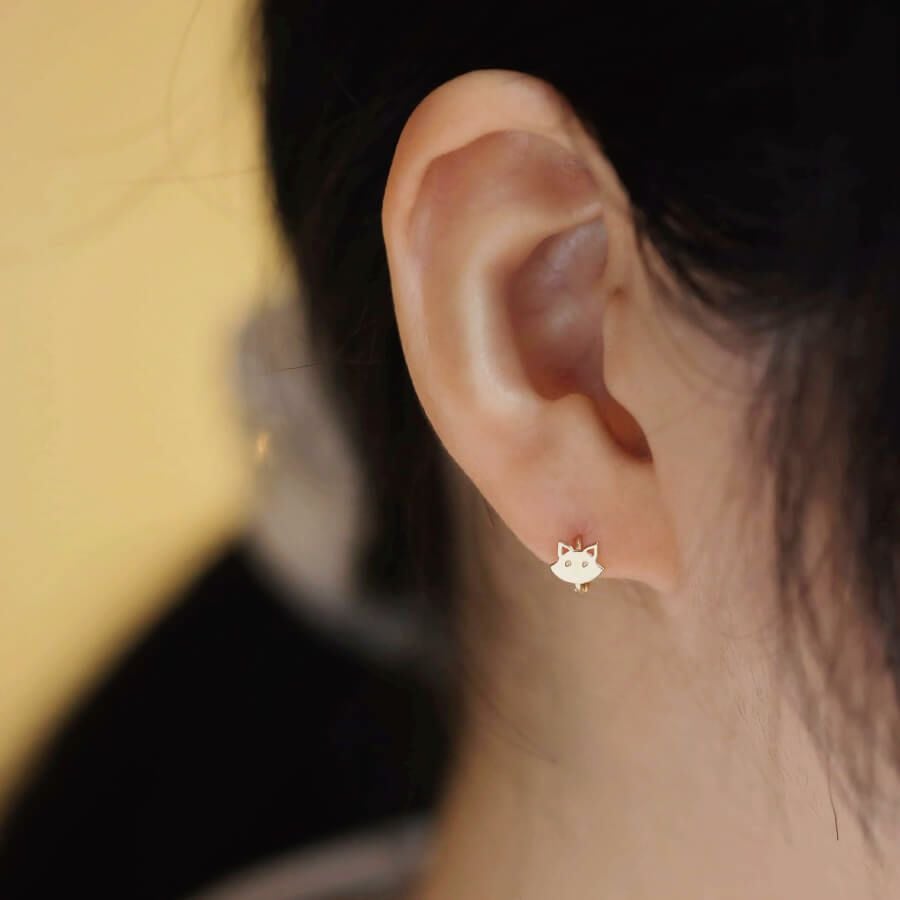 ミニフープ 猫ピアス K10イエローゴールド | Cattonオンラインショップ